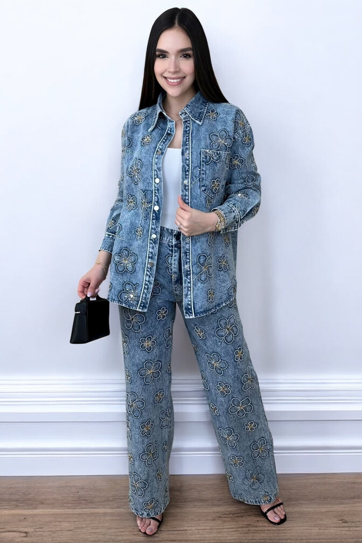 STARLUXE FLOWER DENIM SET - PRE ORDER (3-4 weeks)