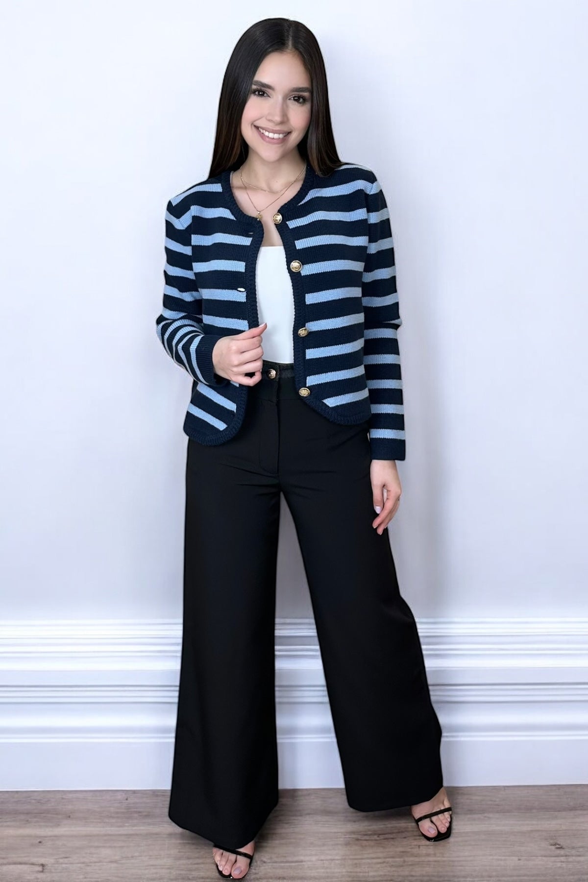 BLUE KNITTED CARDIGAN