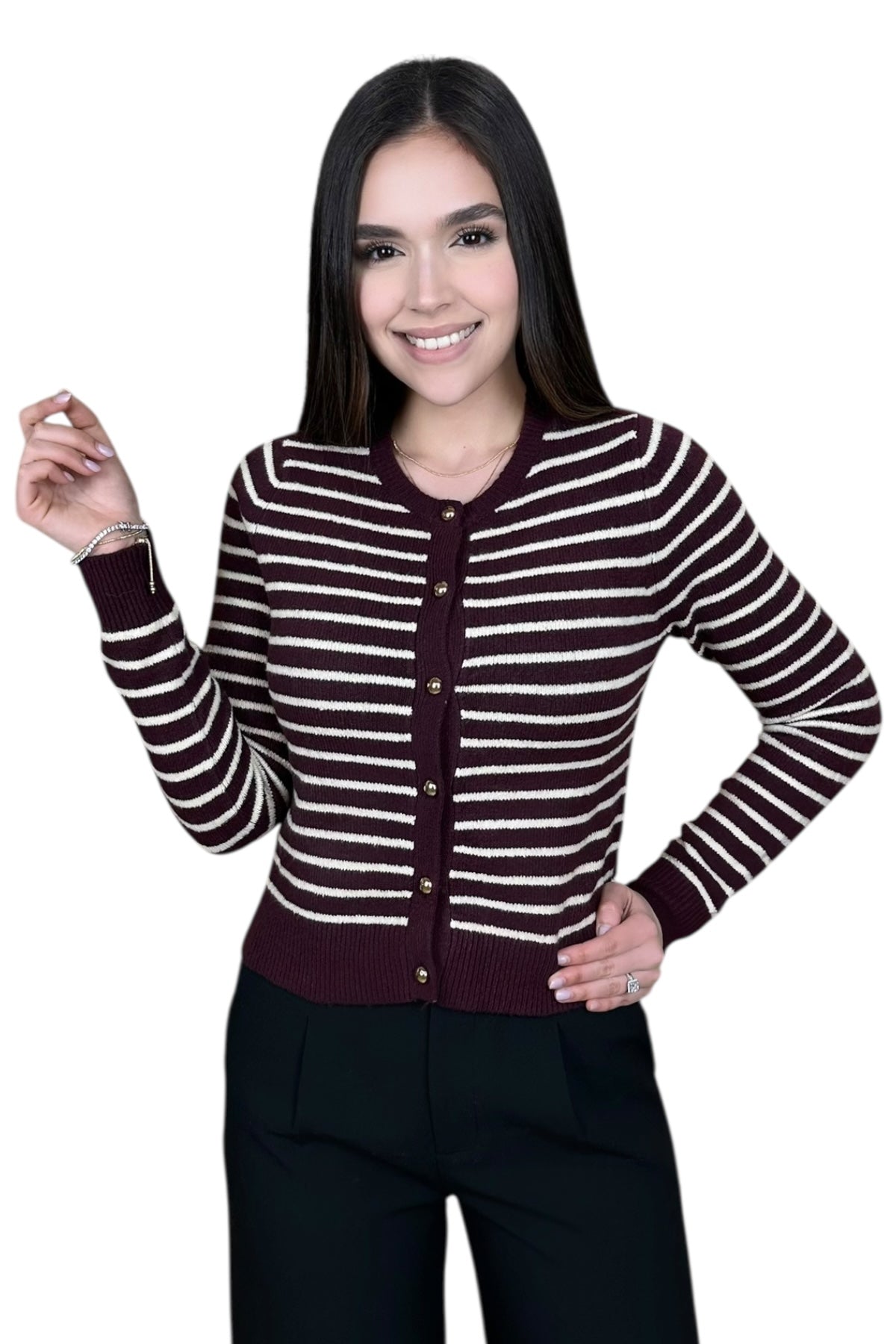 THE BURGUNDY LINES CARDIGAN