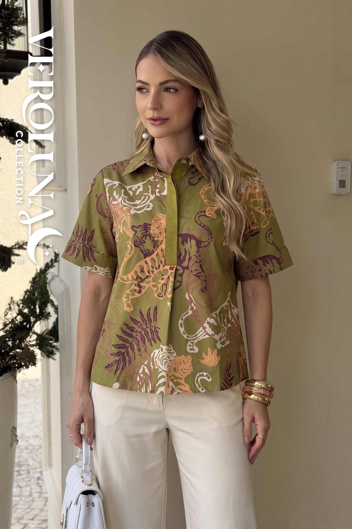 OLIVE LEOPARD PRINT BLOUSE