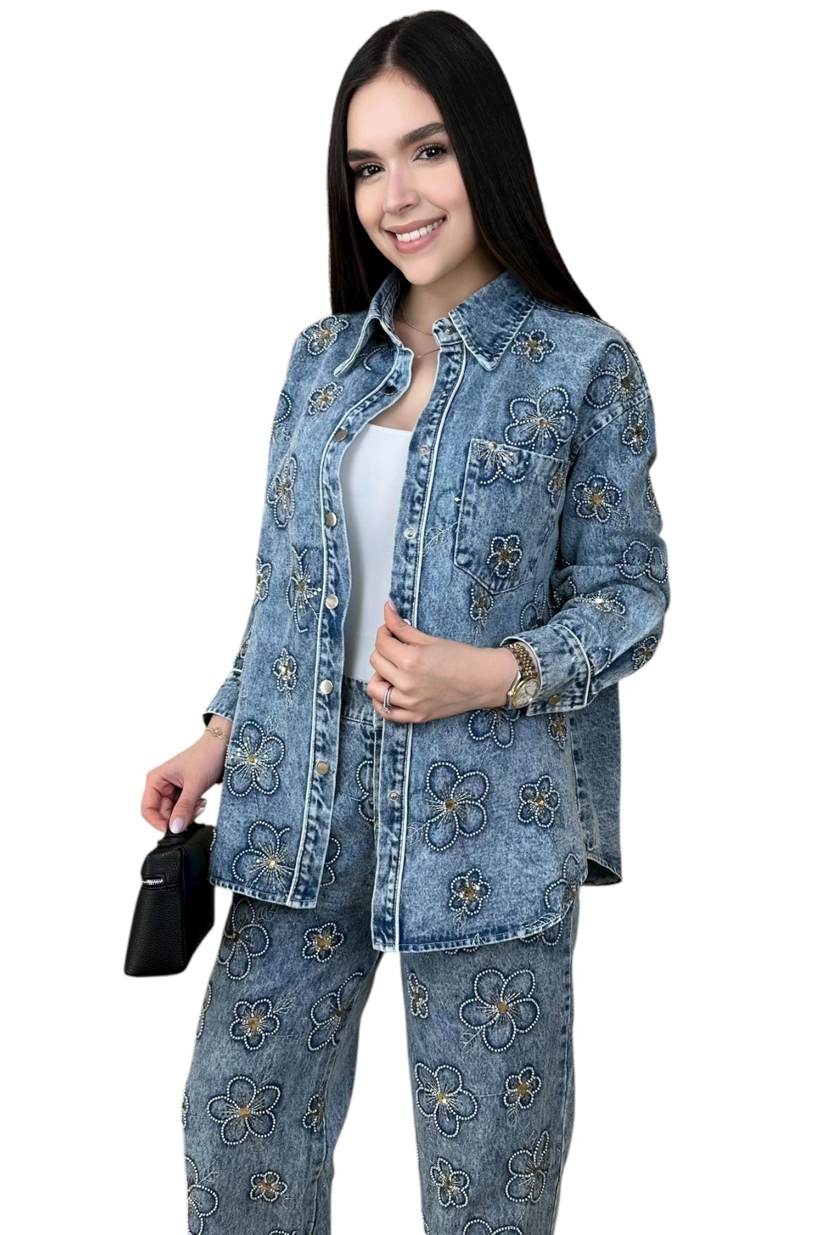 STARLUXE FLOWER DENIM SET - PRE ORDER (3-4 weeks)